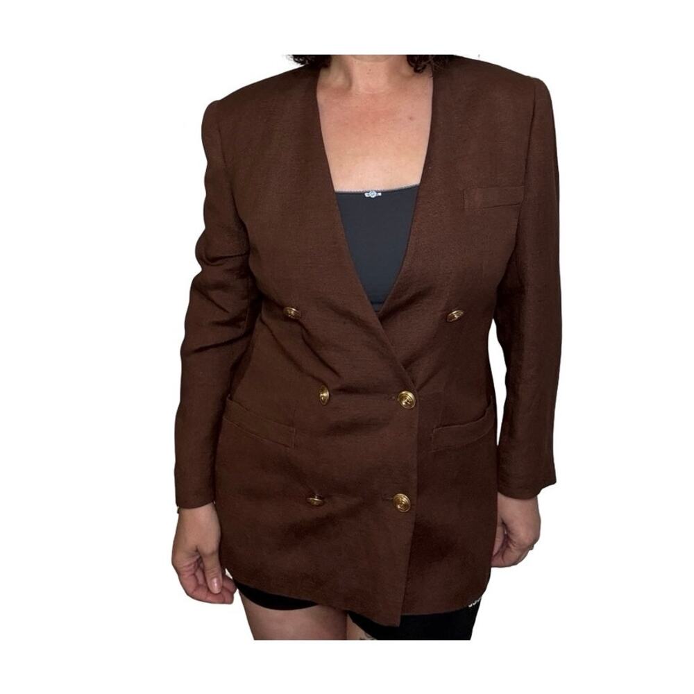 Vintage Giorgio Sant' Angelo Chocolate Brown, Double-Breasted Jacket. - Picture 3 of 10